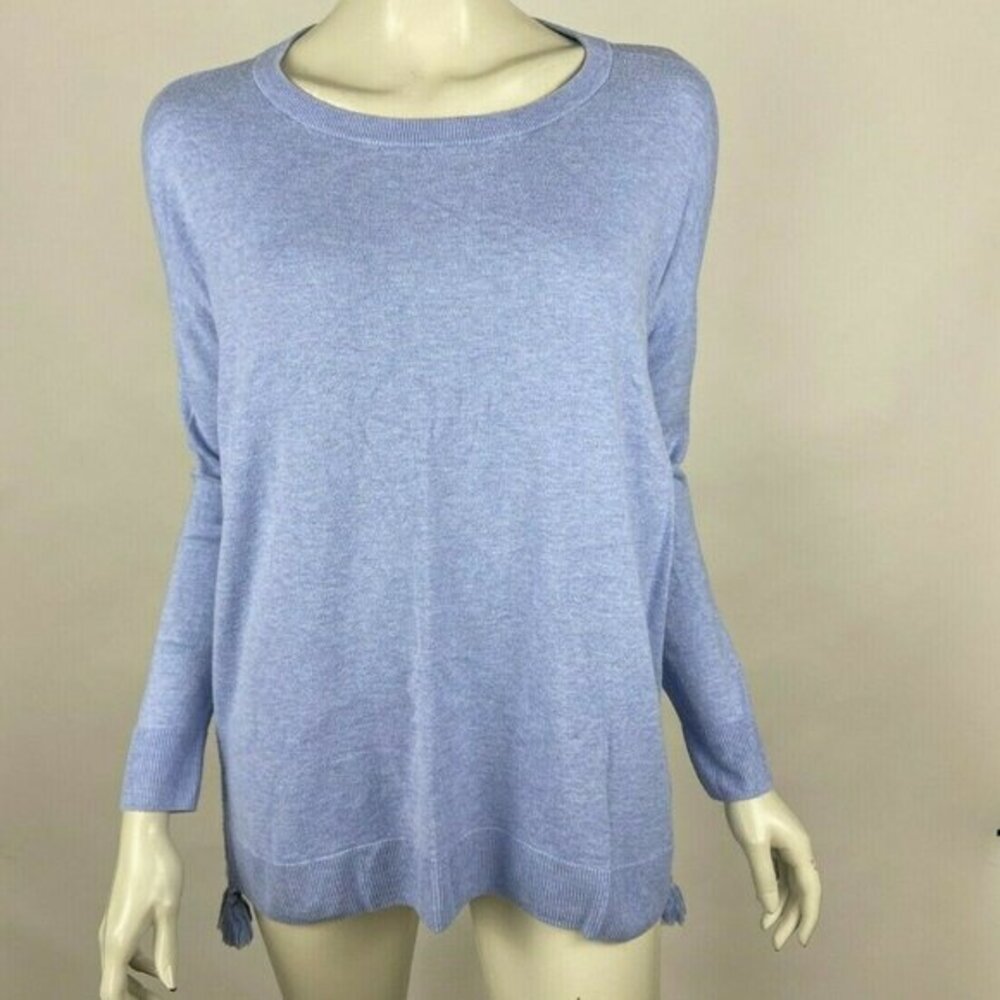 Lilly Pulitzer Damara Sweater Tassel Scoop Neck Cotton Blend Long Sleeve Women S